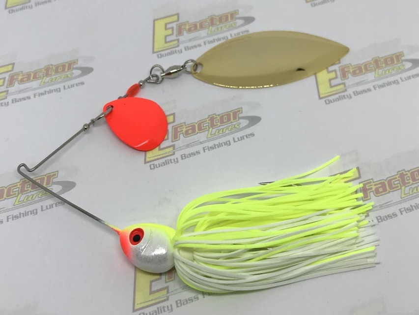 Chartreuse/White Spinnerbait - Smooth Gold Willow and Red Colorado