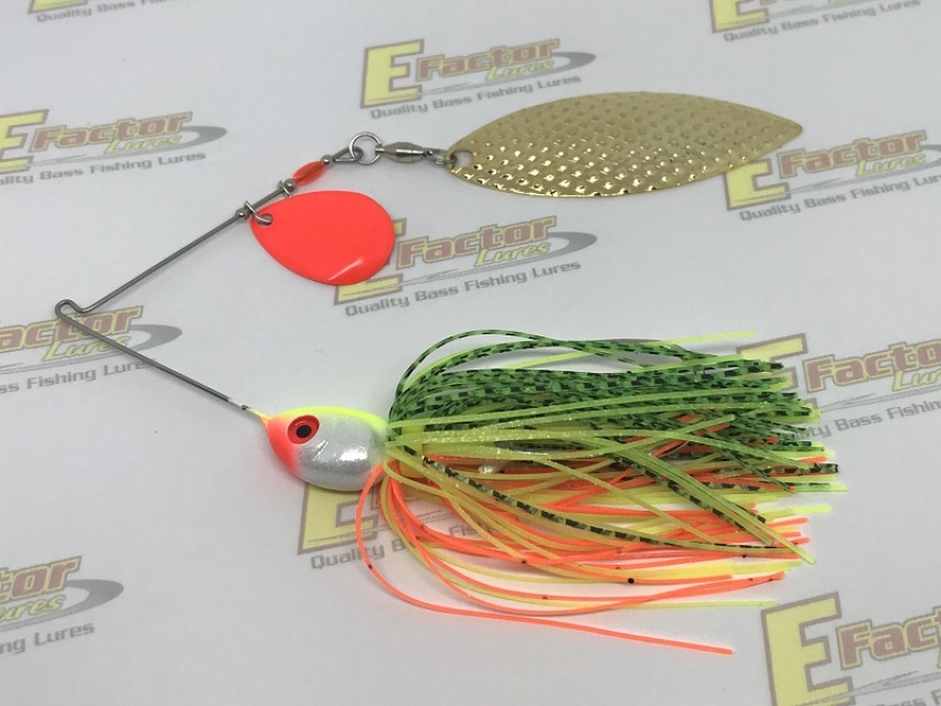 Fire Tiger Spinnerbait - Diamond Gold Willow and Red Colorado Blades