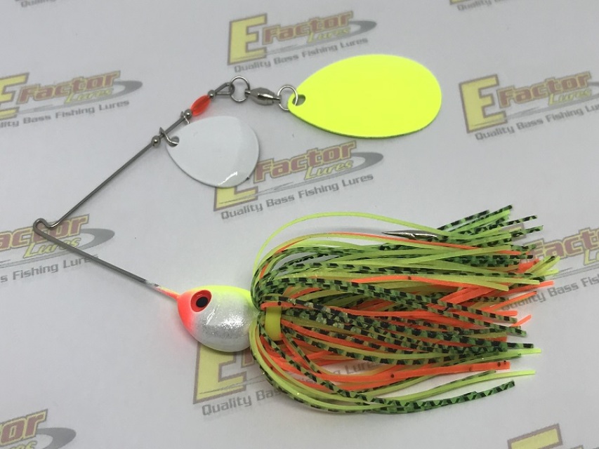 Fire Tiger Spinnerbait - Chartreuse Indiana and White Colorado Blades