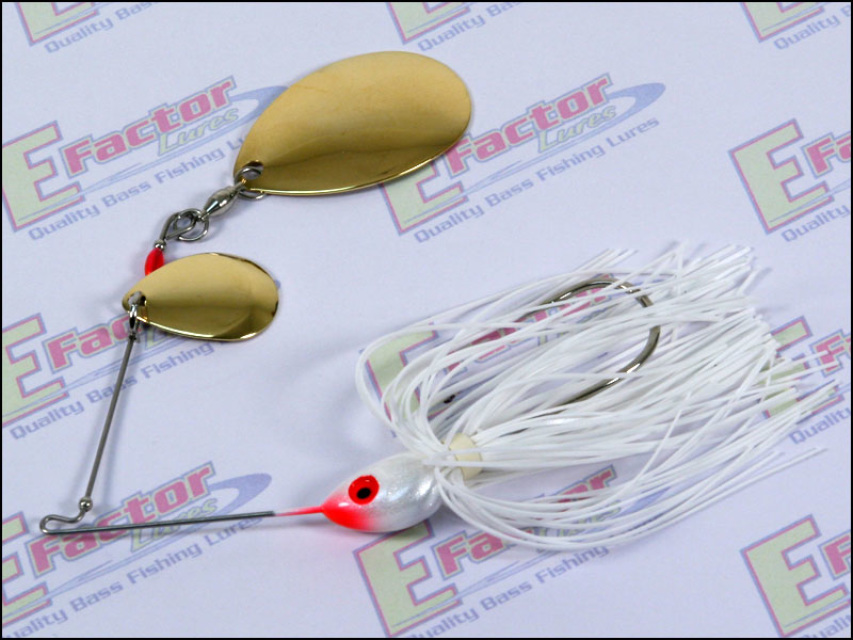 White Spinnerbait - Gold Indiana and Colorado Blades